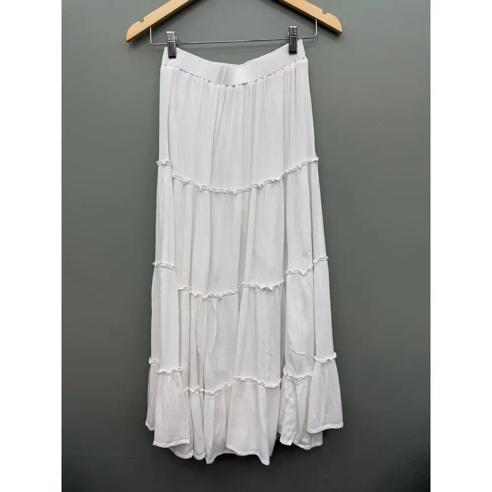 Princess Polly White Tiered Maxi Skirt Boho Cottagecore Size 6 - Picture 4 of 8